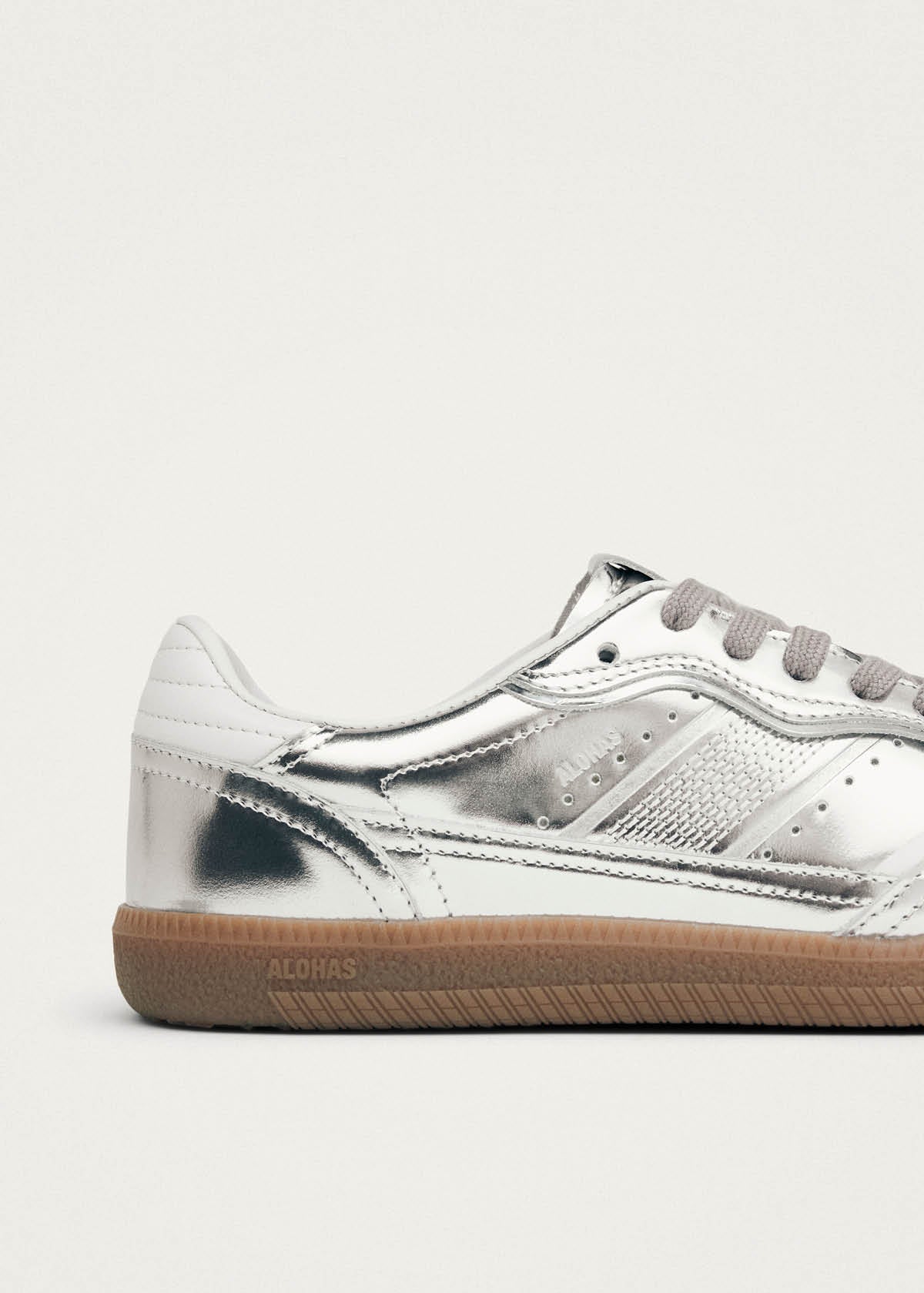 Tb.490 Rife Shimmer Silver Cream Leather Sneakers