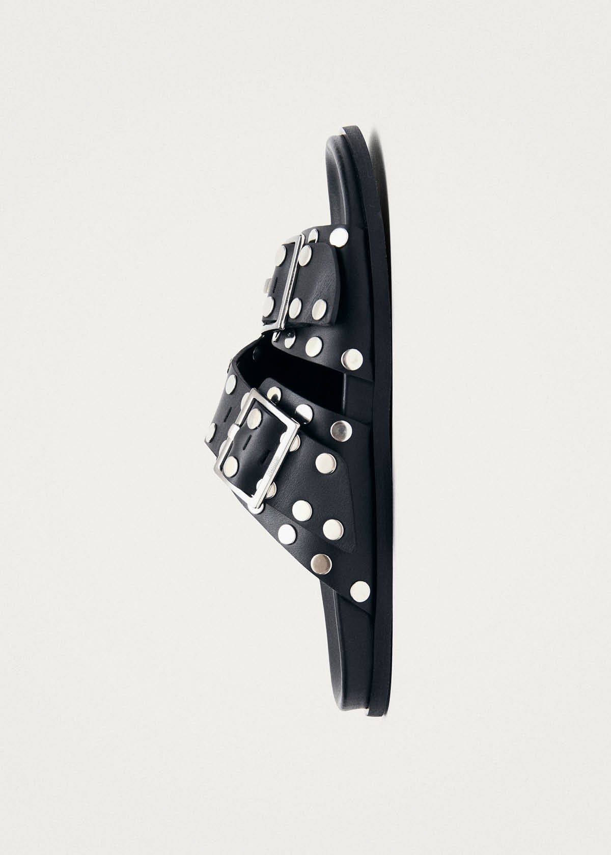 Alba Studs Black Leather Sandals