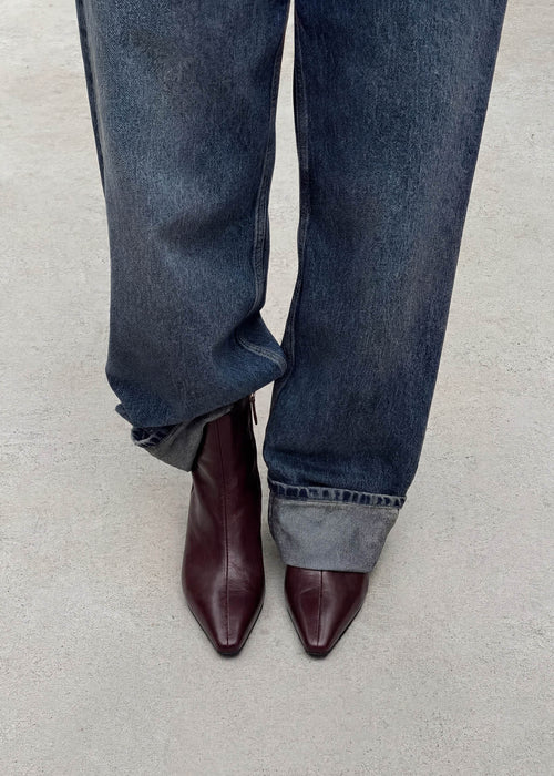 Ambar Rift Burgundy Leather Ankle Boots