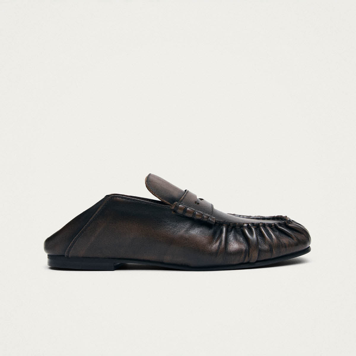 Aven Mule Vintage Effect Brown Leather Loafers