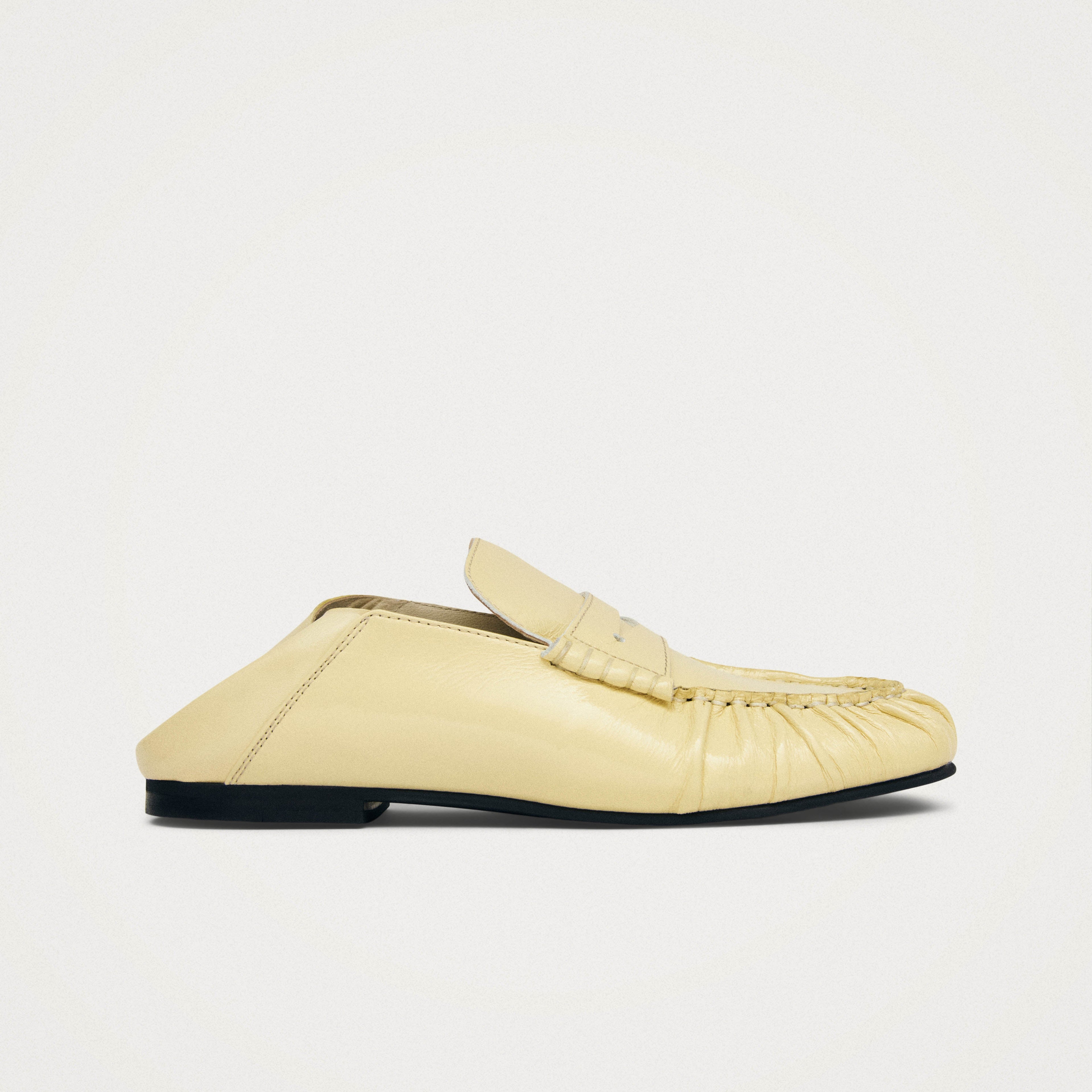 Aven Mule Patent Pale Yellow Leather Loafers