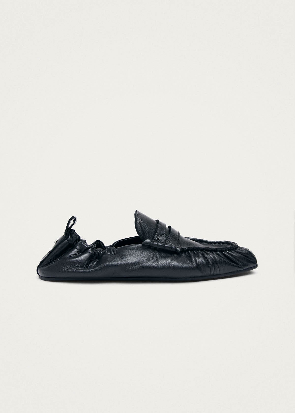 Sage Black Leather Loafers