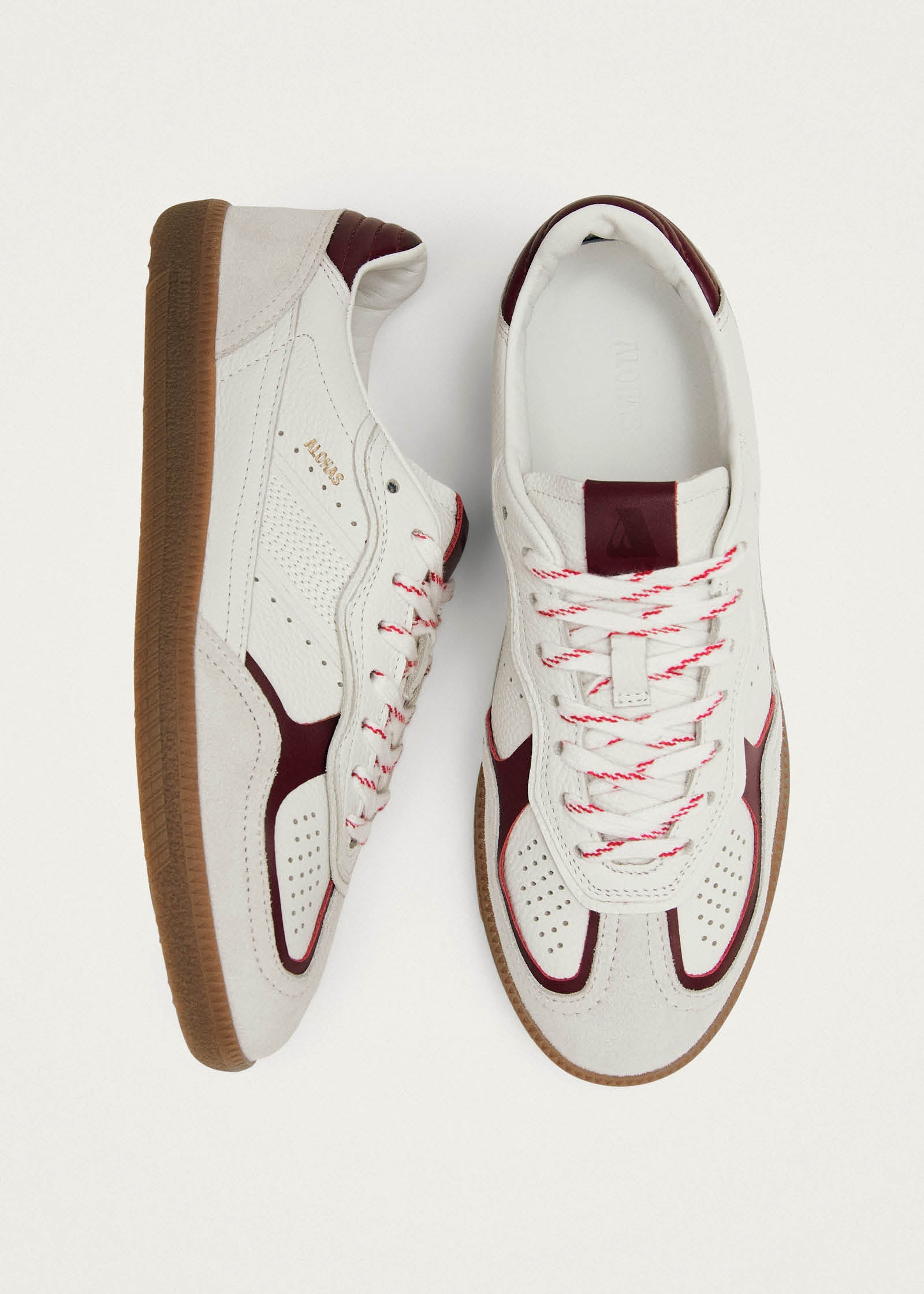 Tb.490 Rife Grain White Burgundy Leather Sneakers