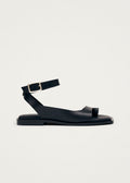Tebas Black Leather Sandals