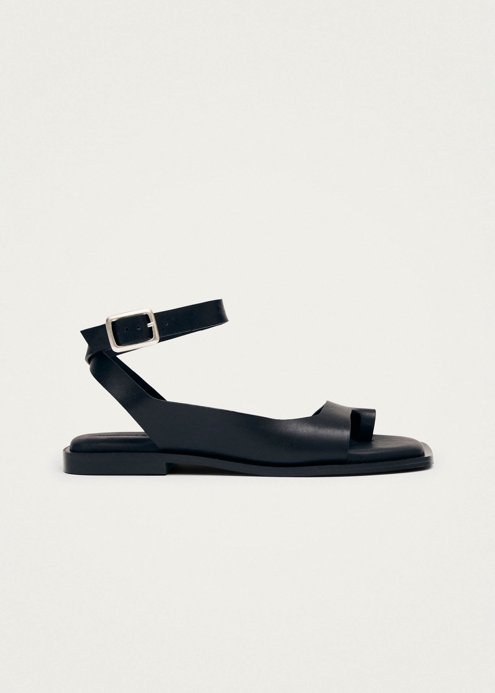Tebas Black Leather Sandals