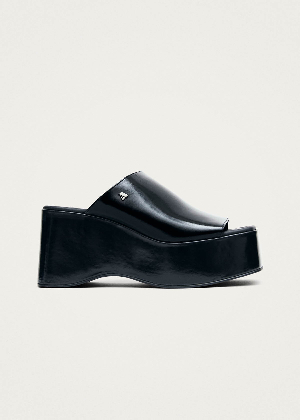 Vale Patent Black Leather Sandals